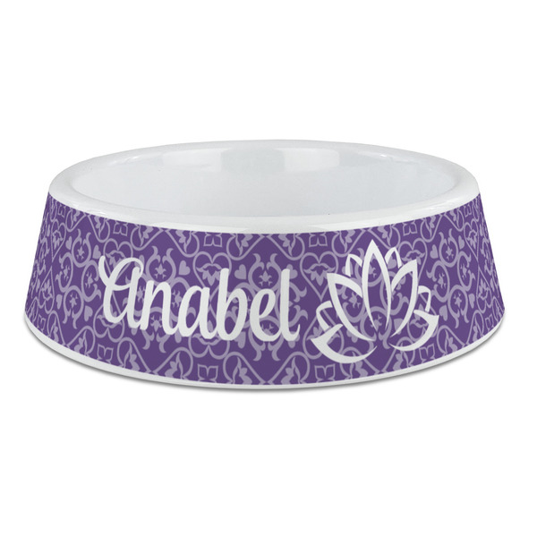 Custom Lotus Flower Plastic Dog Bowl - Large (Personalized)