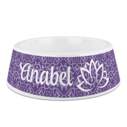 Lotus Flower Plastic Dog Bowl (Personalized)