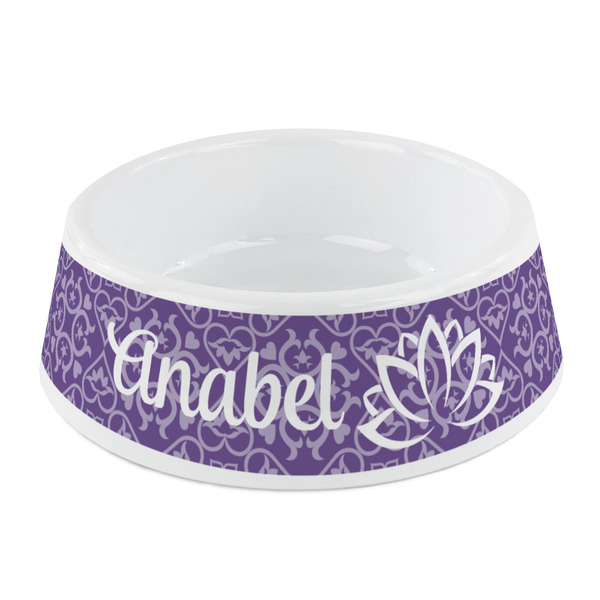 Custom Lotus Flower Plastic Dog Bowl - Small (Personalized)