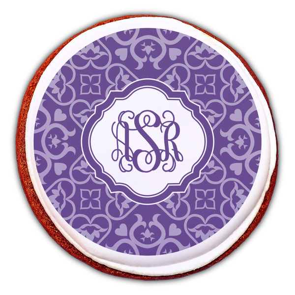 Lotus Flower Printed Icing Circle - Large - On Cookie