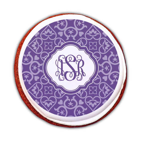 Lotus Flower Printed Icing Circle - Medium - On Cookie