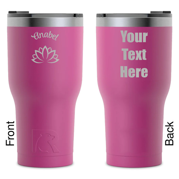 Custom Lotus Flower RTIC Tumbler - Magenta - Laser Engraved - Double-Sided (Personalized)
