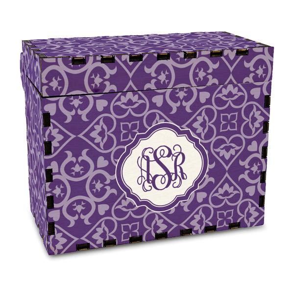 Custom Lotus Flower Wood Recipe Box - Full Color Print (Personalized)
