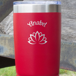 Lotus Flower 20 oz Stainless Steel Tumbler - Red - Single Sided (Personalized)