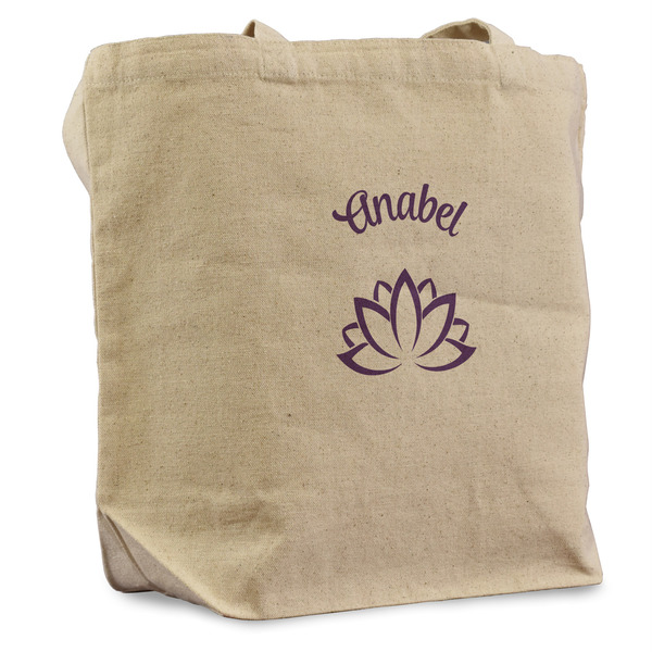Custom Lotus Flower Reusable Cotton Grocery Bag (Personalized)