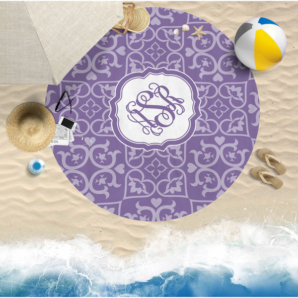 Lotus Flower Round Beach Towel Lifestyle