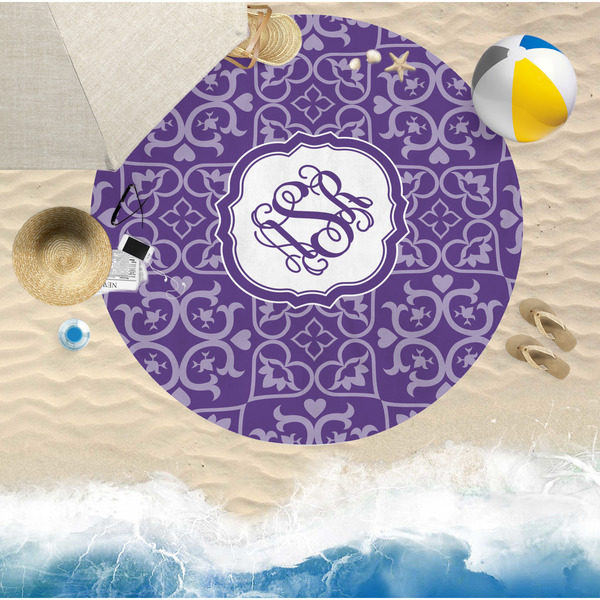 Lotus Flower Round Beach Towel Lifestyle