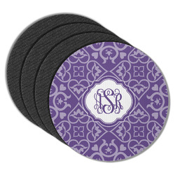 Lotus Flower Round Rubber Backed Coasters - Set of 4 (Personalized)