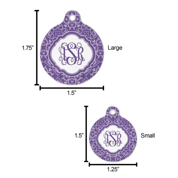 Lotus Flower Round Pet ID Tag - Large - Comparison Scale