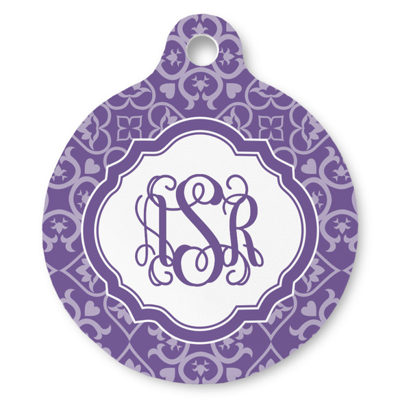 Custom Lotus Flower Round Pet ID Tag - Large (Personalized)