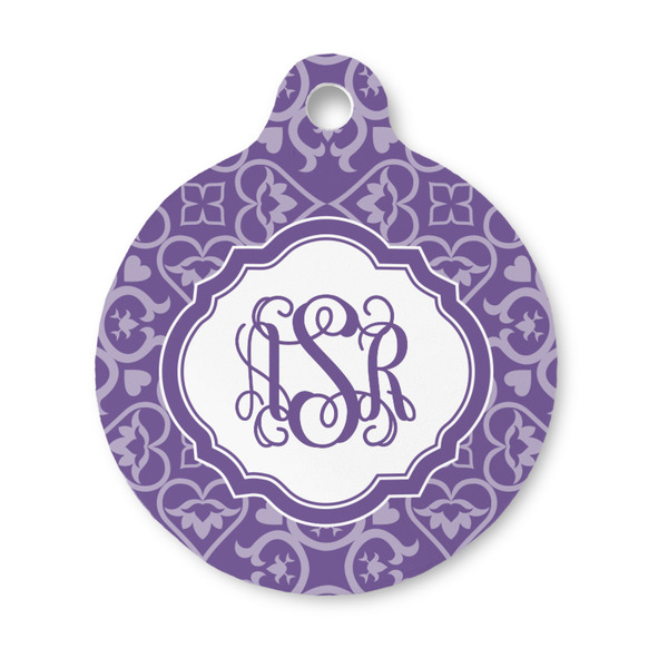Custom Lotus Flower Round Pet ID Tag - Small (Personalized)