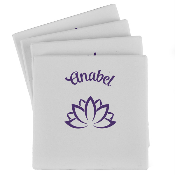 Custom Lotus Flower Absorbent Stone Coasters - Set of 4 (Personalized)