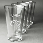 Lotus Flower Pint Glasses - Engraved (Set of 4) (Personalized)
