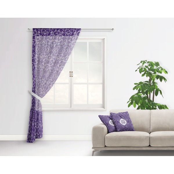 Lotus Flower Sheer Curtain With Window and Rod - in Room Matching Pillow