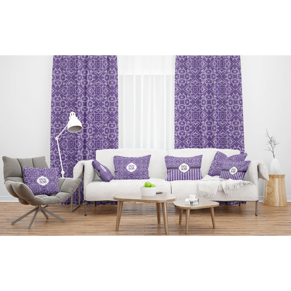 Lotus Flower Sheer and Custom Curtains in Room with Matching Pillows