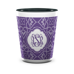 Lotus Flower Ceramic Shot Glass - 1.5 oz - Two Tone - Set of 4 (Personalized)