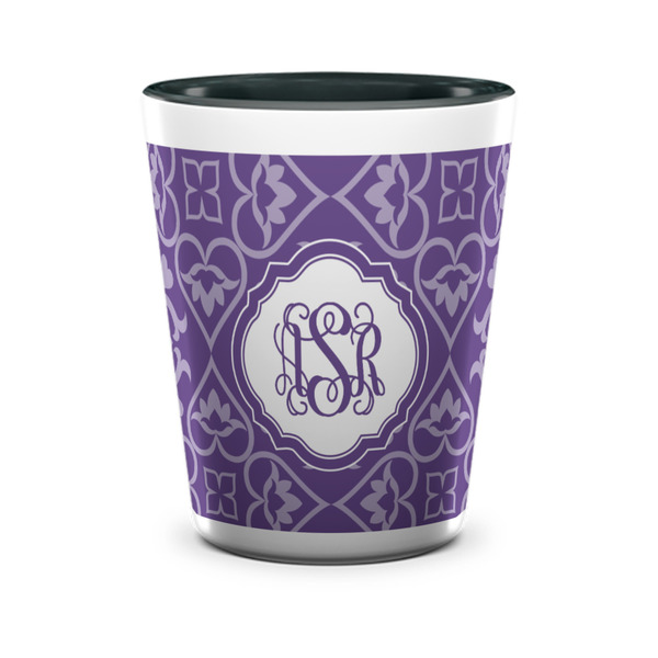 Custom Lotus Flower Ceramic Shot Glass - 1.5 oz - Two Tone - Set of 4 (Personalized)