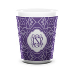 Lotus Flower Ceramic Shot Glass - 1.5 oz - White - Set of 4 (Personalized)