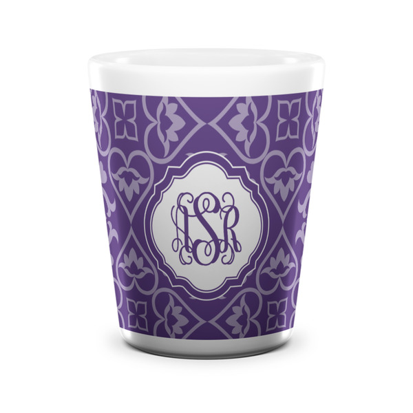 Custom Lotus Flower Ceramic Shot Glass - 1.5 oz - White - Set of 4 (Personalized)