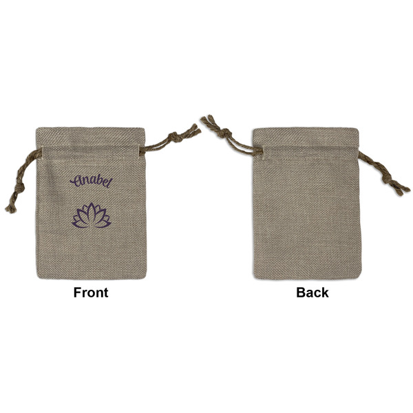 Lotus Flower Small Burlap Gift Bag - Front Approval