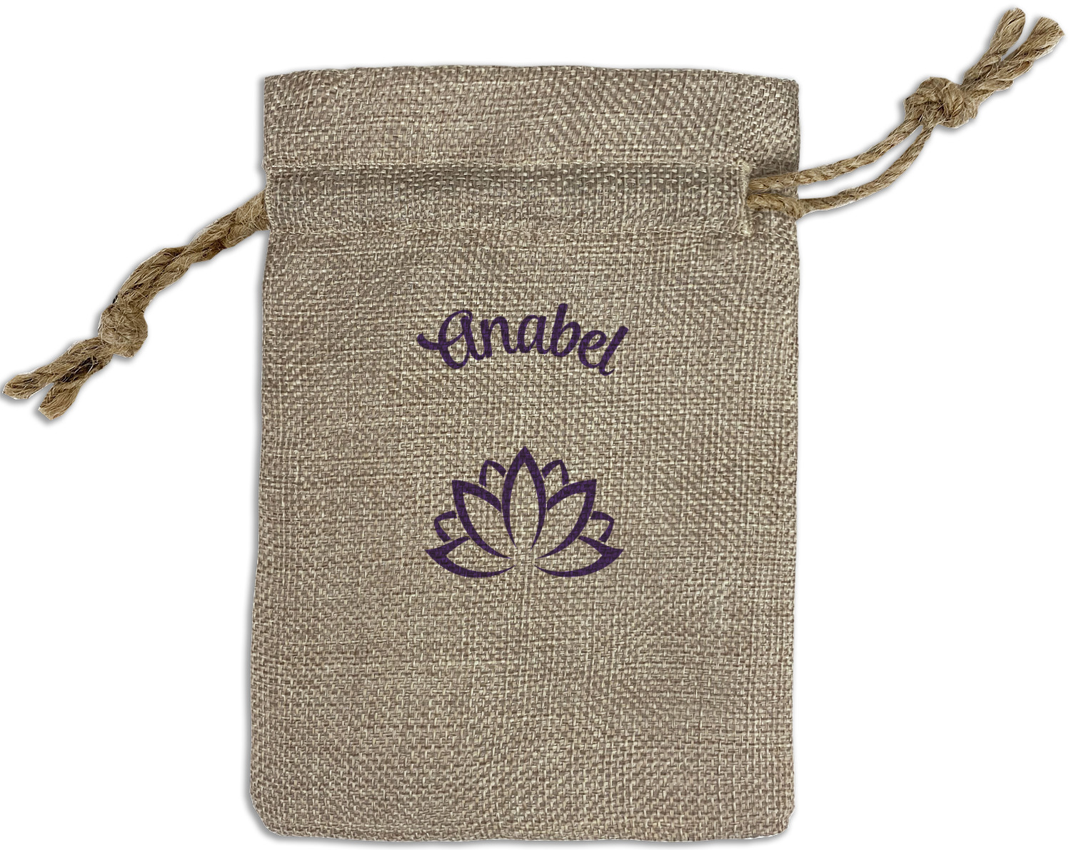 Lotus Flower Small Burlap Gift Bag Front (Personalized) YouCustomizeIt