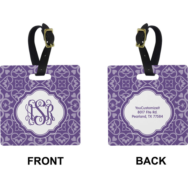 Lotus Flower Square Luggage Tag (Front + Back)