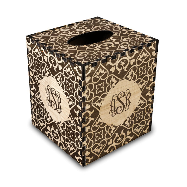 Custom Lotus Flower Wood Tissue Box Cover - Square (Personalized)