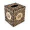 Lotus Flower Square Tissue Box Covers - Wood - Front