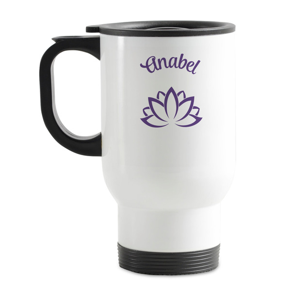 Custom Lotus Flower Stainless Steel Travel Mug with Handle