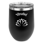 Lotus Flower Stemless Wine Tumbler - 5 Color Choices - Stainless Steel  (Personalized)