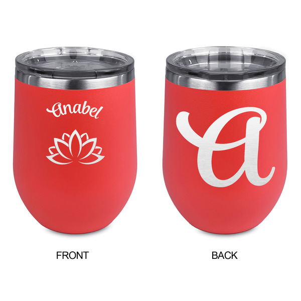 Lotus Flower Stainless Wine Tumblers - Coral - Double Sided - Approval