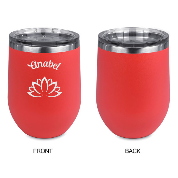 Lotus Flower Stainless Wine Tumblers - Coral - Single Sided - Approval