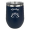 Lotus Flower Stainless Wine Tumblers - Navy - Double Sided - Front