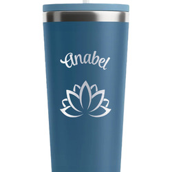 Lotus Flower RTIC Everyday Tumbler with Straw - 28oz - Steel Blue - Double-Sided (Personalized)