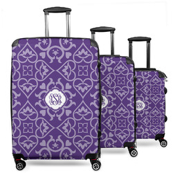 Lotus Flower 3 Piece Luggage Set - 20" Carry On, 24" Medium Checked, 28" Large Checked (Personalized)