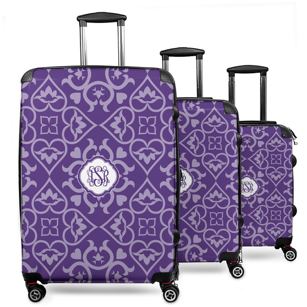 Custom Lotus Flower 3 Piece Luggage Set - 20" Carry On, 24" Medium Checked, 28" Large Checked (Personalized)