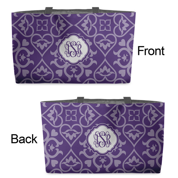 Lotus Flower Tote w/Black Handles - Front & Back Views