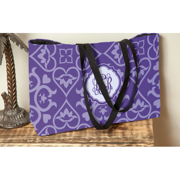 Lotus Flower Tote w/Black Handles - Lifestyle View