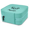 Lotus Flower Travel Jewelry Boxes - Leather - Teal - View from Rear
