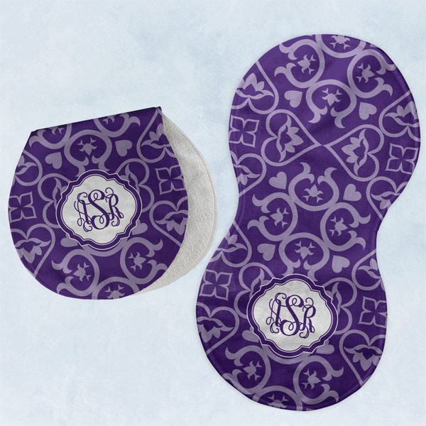 Custom Lotus Flower Burp Pads - Velour - Set of 2 w/ Monogram
