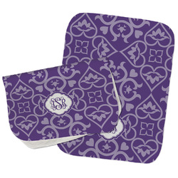 Lotus Flower Burp Cloths - Fleece - Set of 2 w/ Monogram
