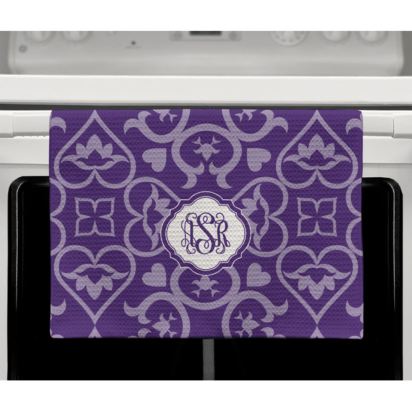 Lotus Flower Waffle Weave Towel - Full Color Print - Lifestyle2 Image