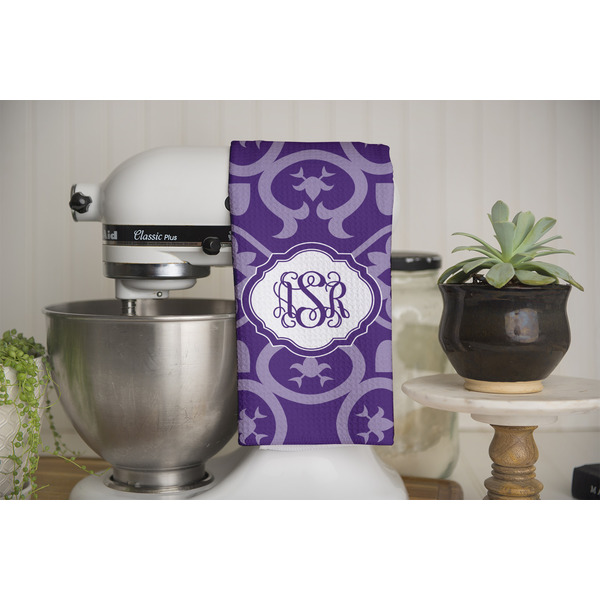 Lotus Flower Waffle Weave Towel - Full Color Print - Lifestyle Image