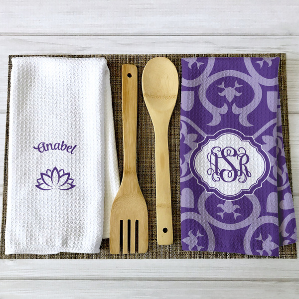 Lotus Flower Waffle Weave Towels - 2 Print Styles