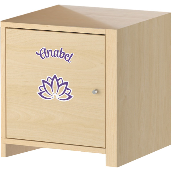 Lotus Flower Wall Graphic on Wooden Cabinet