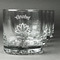 Lotus Flower Whiskey Glasses Set of 4 - Engraved Front