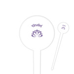Lotus Flower 4" Round Plastic Food Picks - White - Single Sided (Personalized)