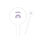 Lotus Flower 4" Round Plastic Food Picks - White - Single Sided (Personalized)