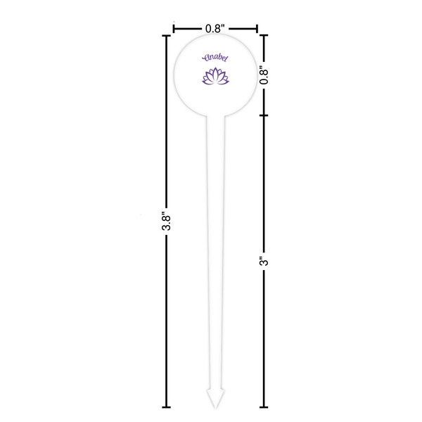 Lotus Flower White Plastic 4" Food Pick - Round - Dimensions