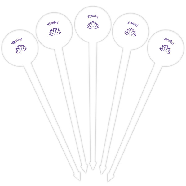 Lotus Flower White Plastic 4" Food Pick - Round - Fan View